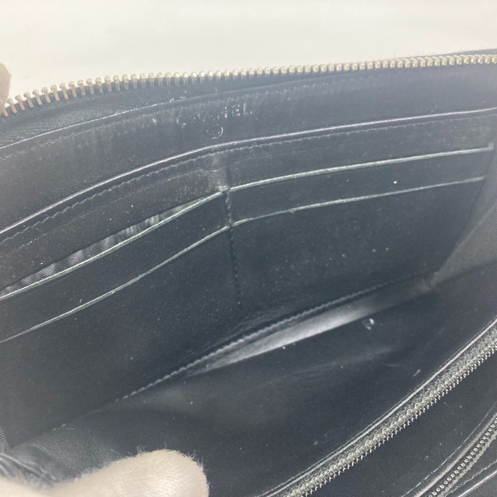 CHANEL Black Lambskin Leather Logo Wallet - Picture 11 of 16
